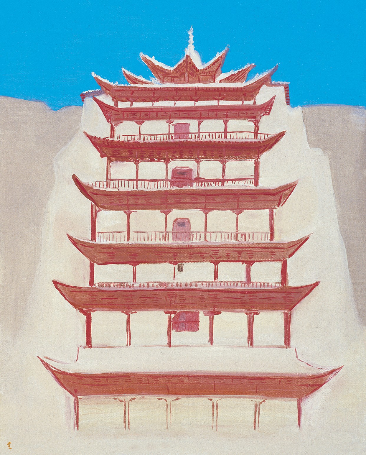 31 莫高窟九层楼   50cm×40cm  布面油画  2010   武艺