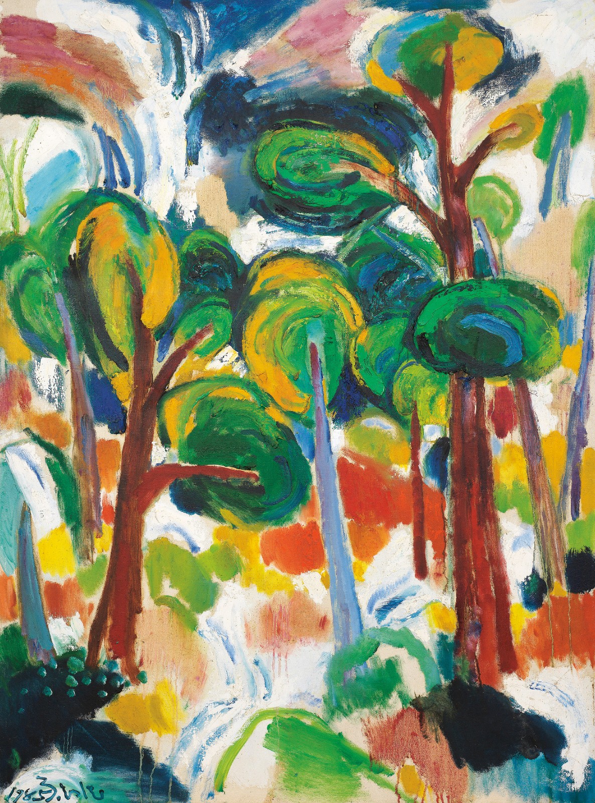 陈钧德，《山野交响》，布面油彩，150 × 112 cm，1985