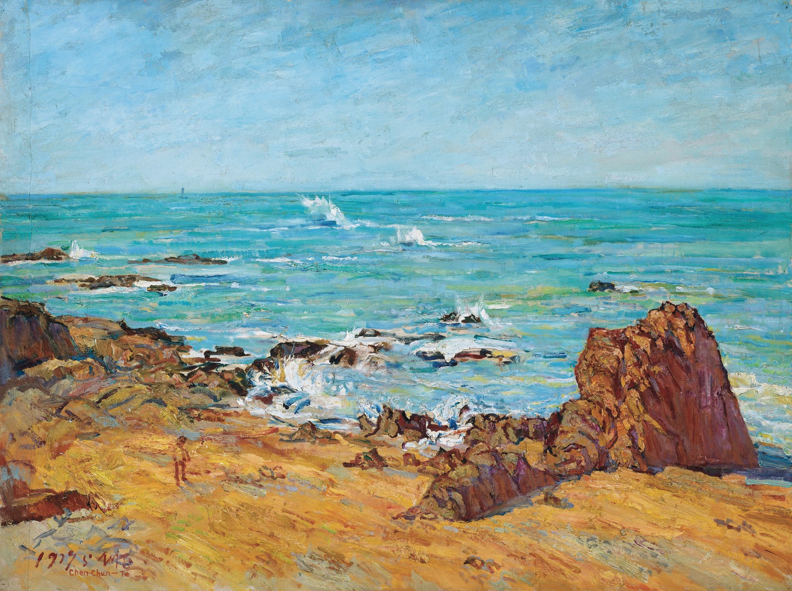 陈钧德，《青岛第三海水浴场》，布面油彩，90x120cm，1979