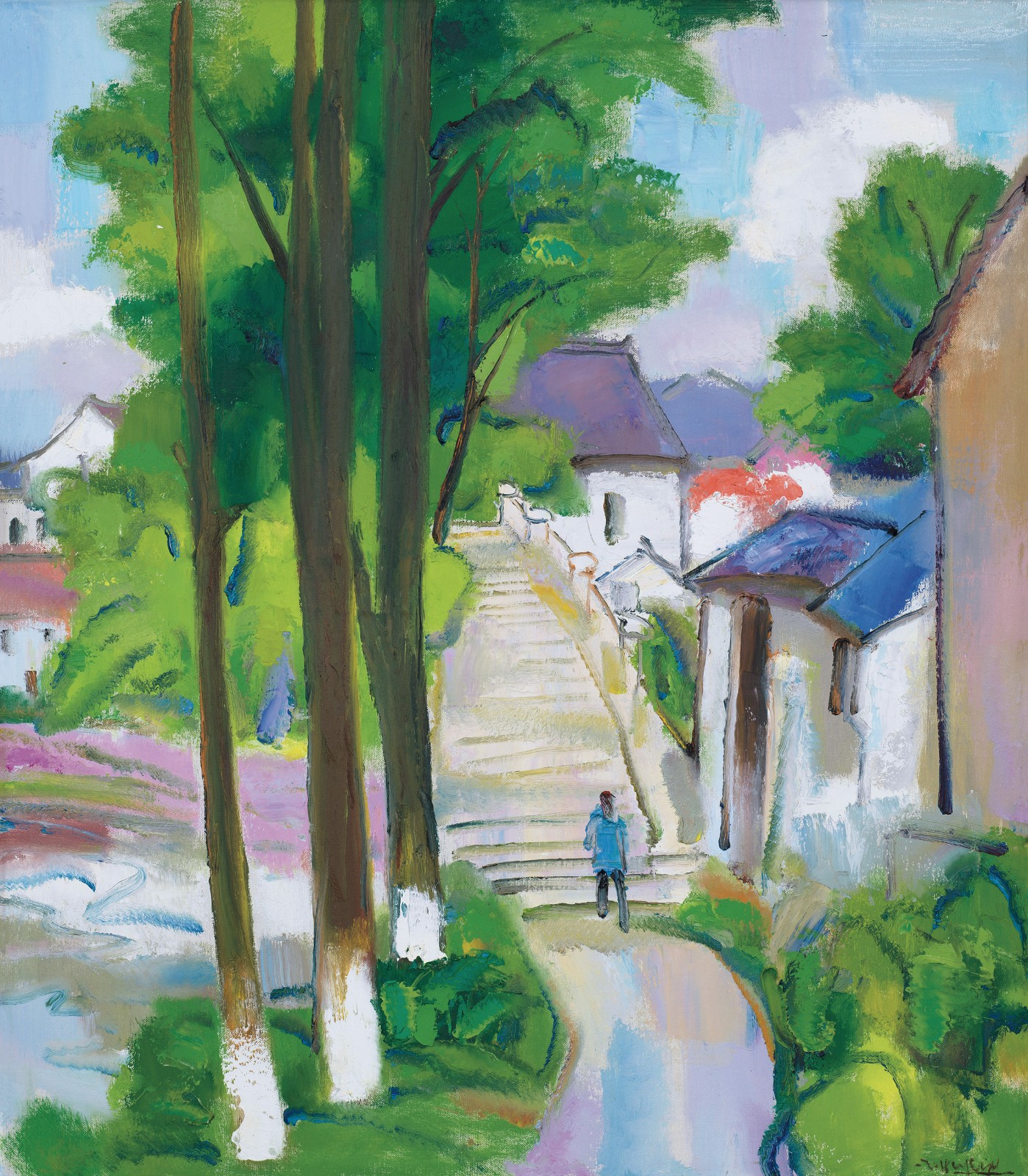 陈钧德，《村舍青幽》，布面油彩，80 × 70 cm，2018