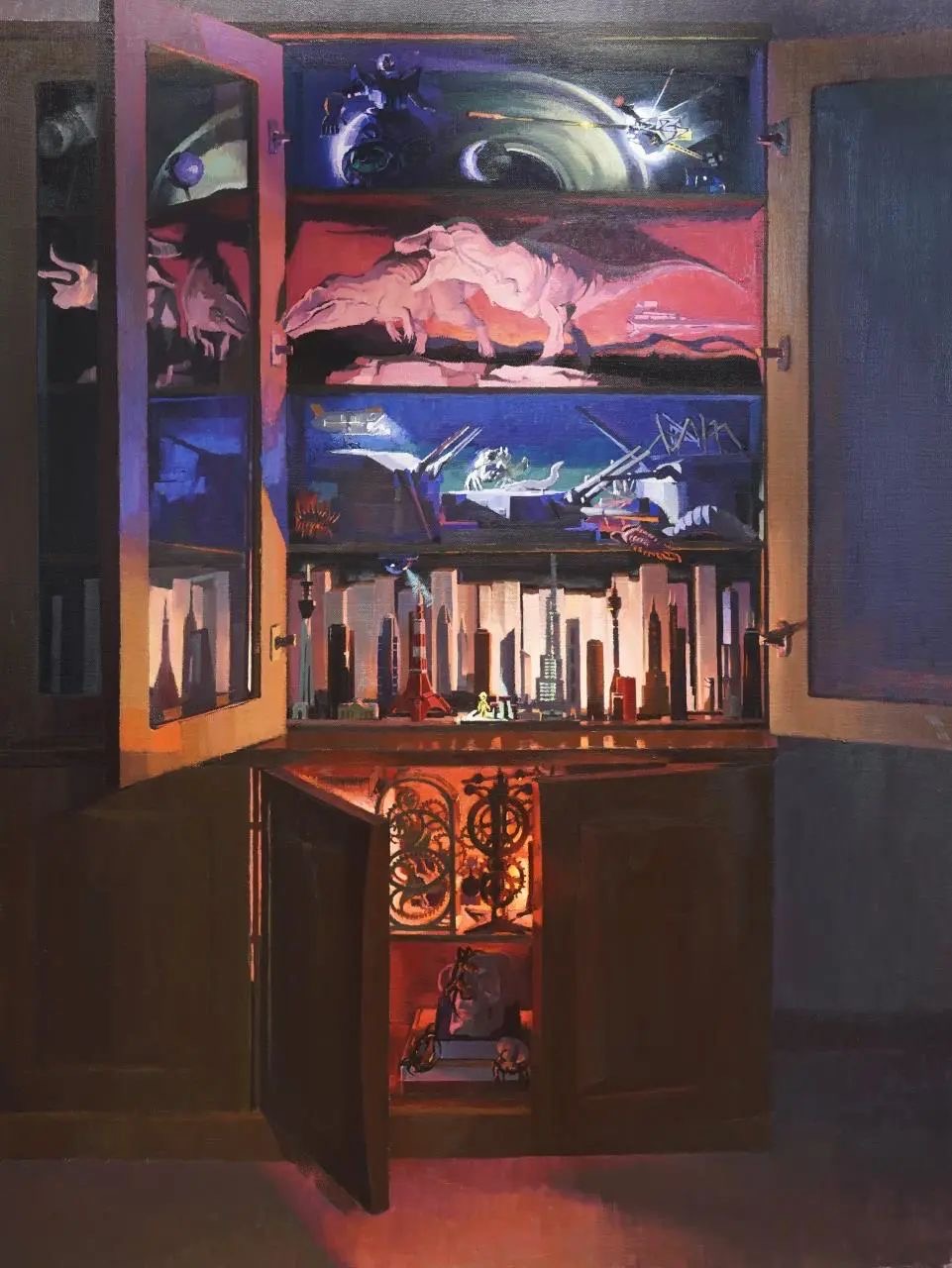 油画系 岳巍《书柜里的世界》布面油画，125×165.5cm