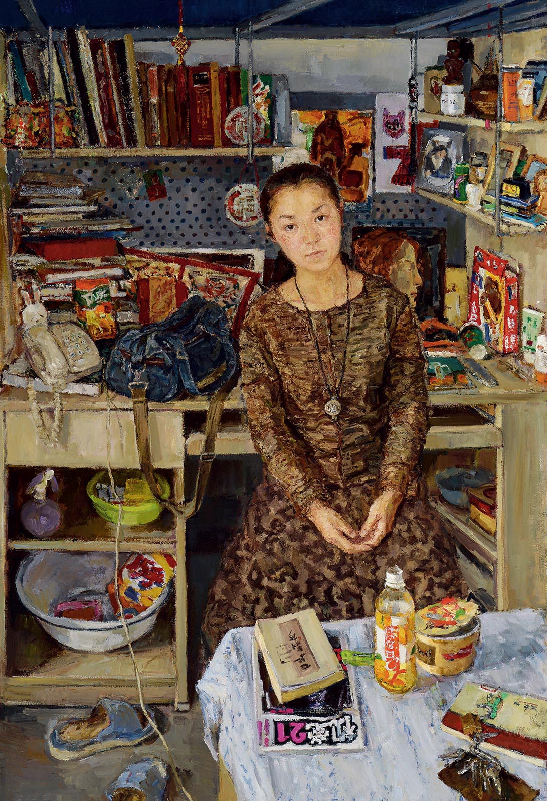 《自画像》，康蕾 ，布面油彩，160×110cm，2002年