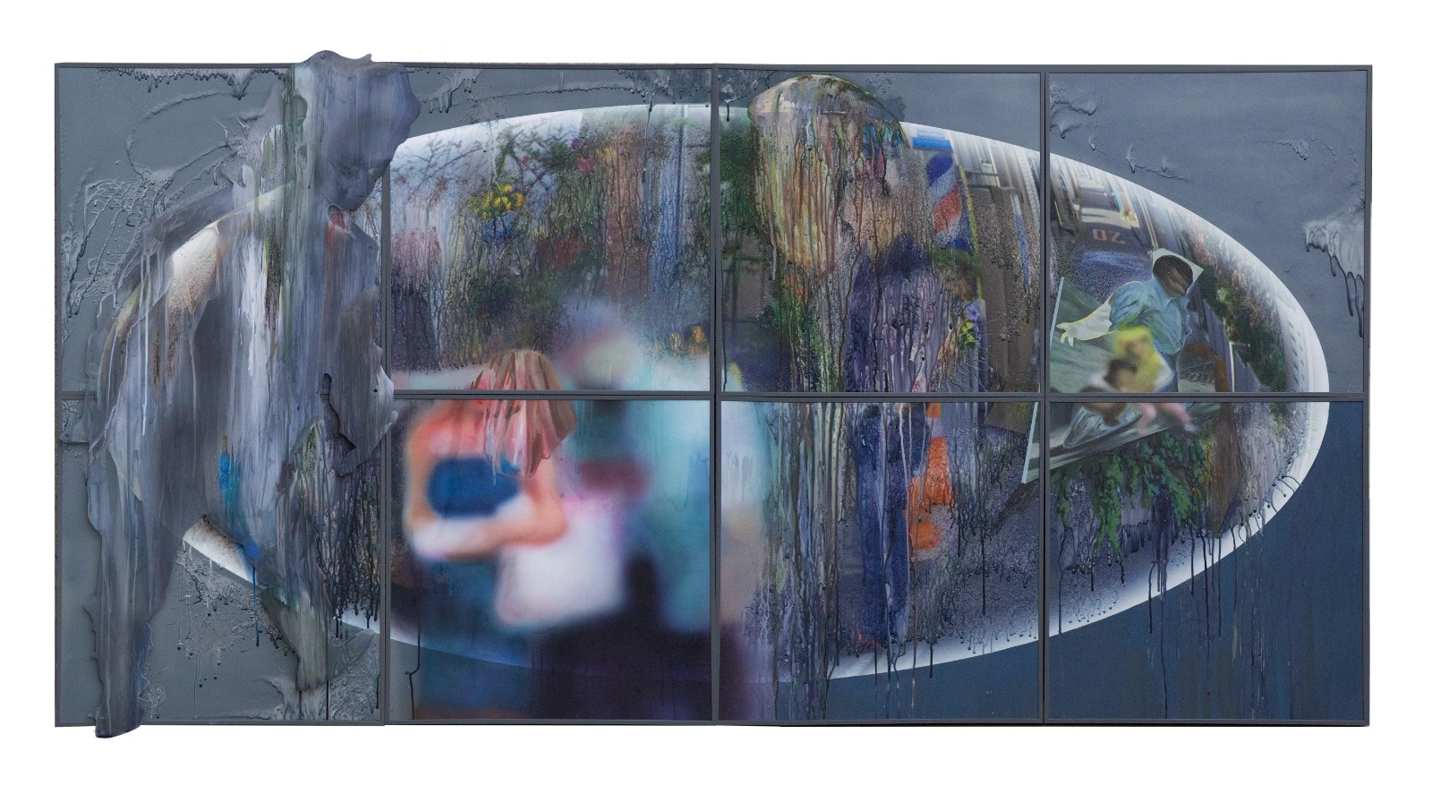 《无用的解放》，苏莘媞 ， 数位喷绘、墨水、丙烯、压克力板， 93x186cm， 2021