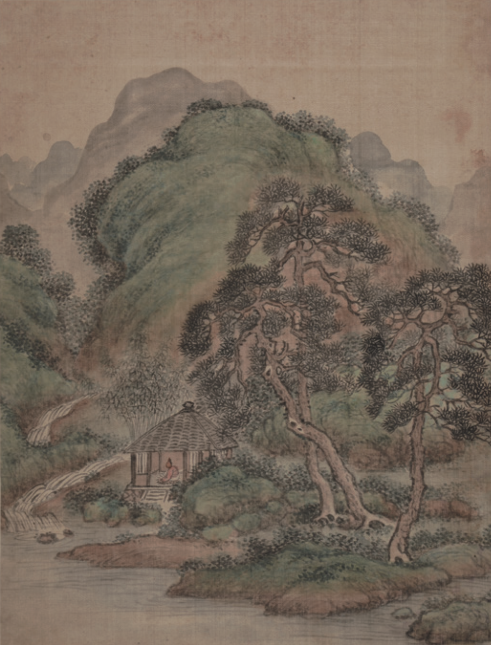 《仿古山水》册页之一，王翚（款），绢本设色，1703年，中央美术学院美术馆藏