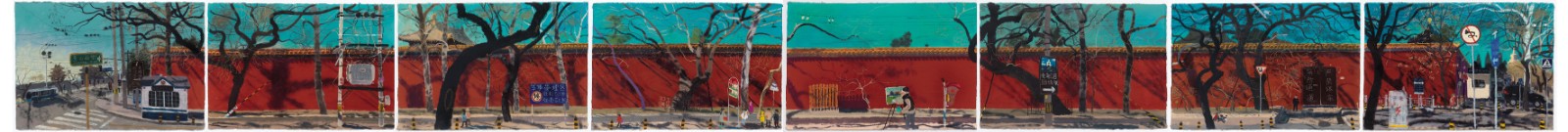 27景山西街（全景）62.5x765cm 纸本丙烯、油画棒 2015 王玉平