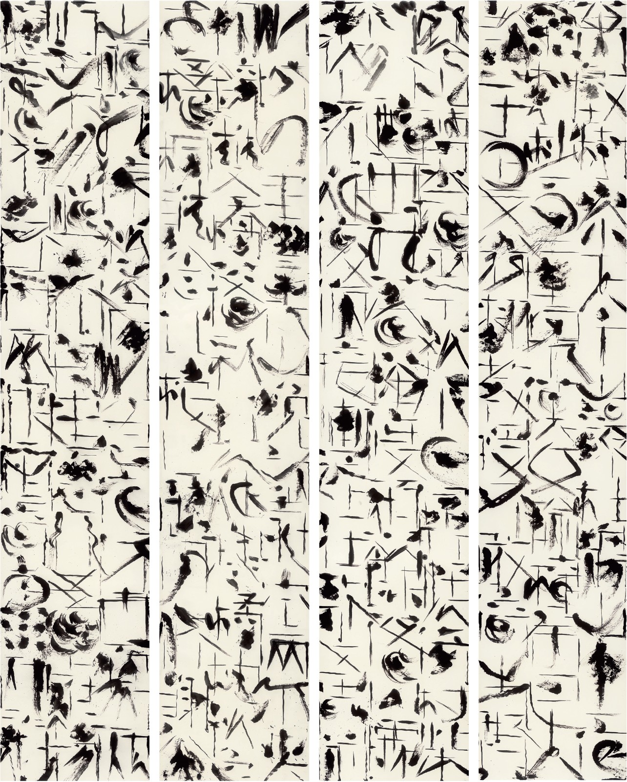 卢俊舟，无题，480×96cm×4，纸本水墨，2023