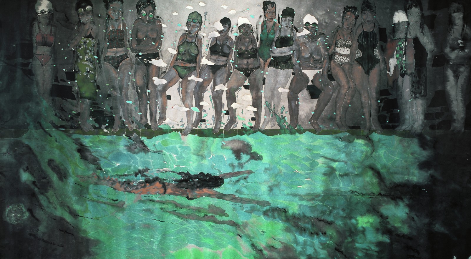 《临池》，纸本水墨，360 × 670 cm，2006
