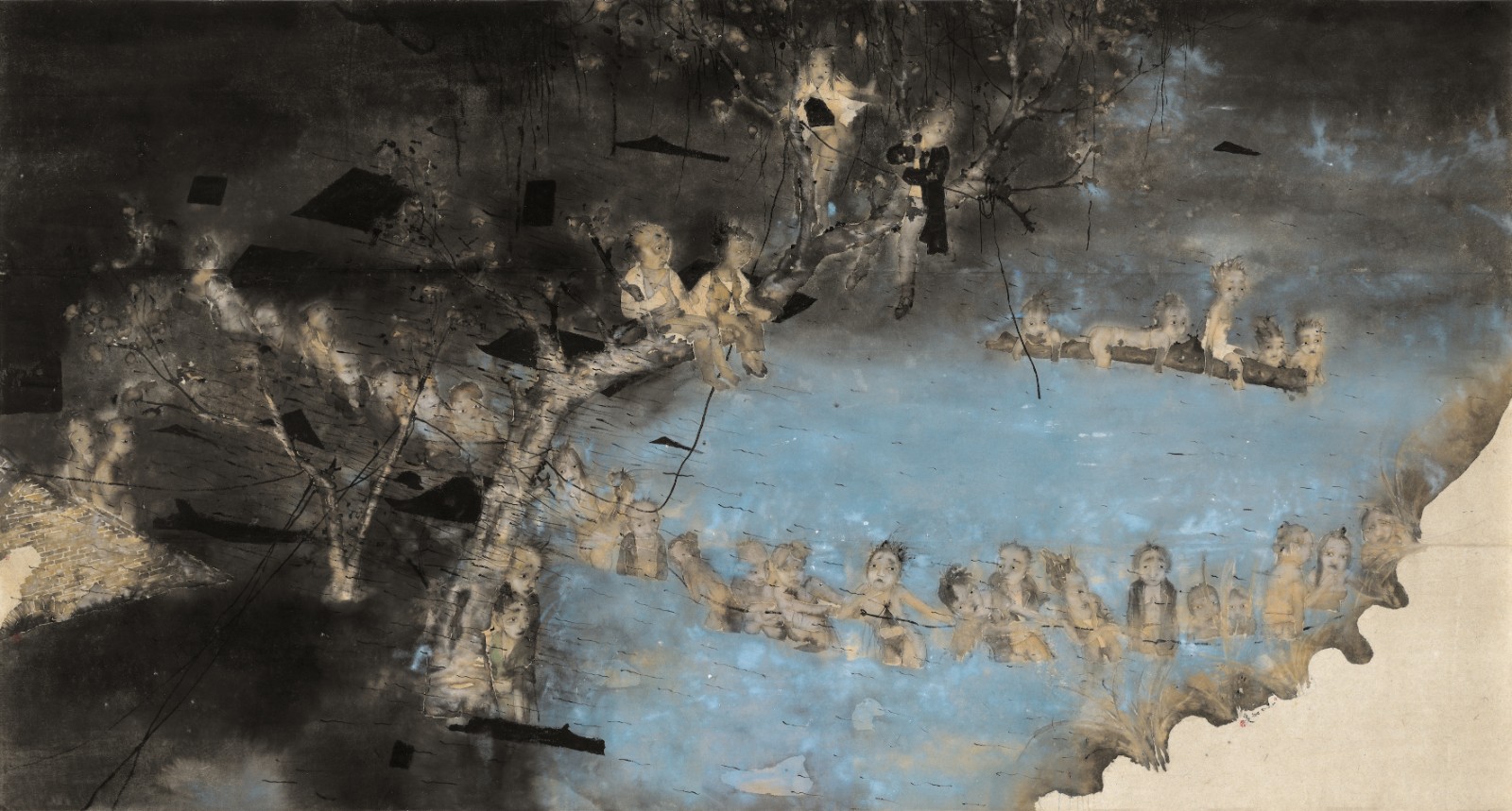 《风·水》，纸本水墨，270  × 500 cm，2010