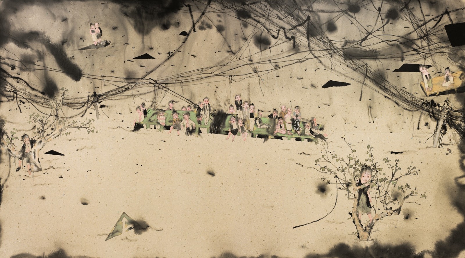 《岛》，纸本水墨，280 × 500 cm，2013