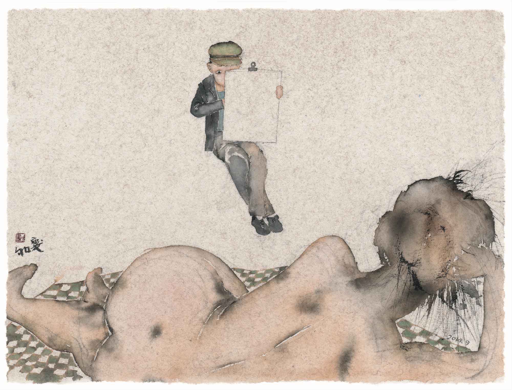 《写生》，纸本水墨，51 × 68 cm，2014