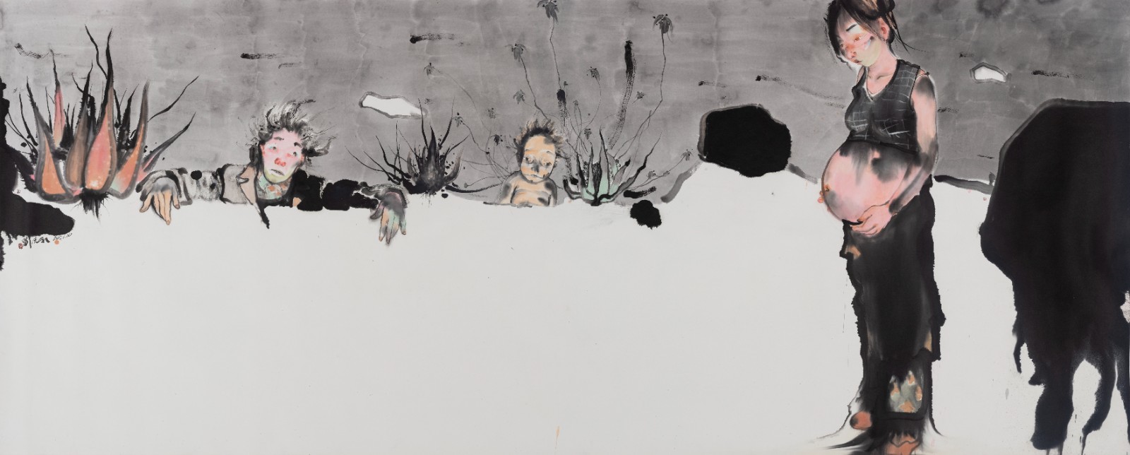 《爱你》，纸本水墨，200 × 500 cm，2021