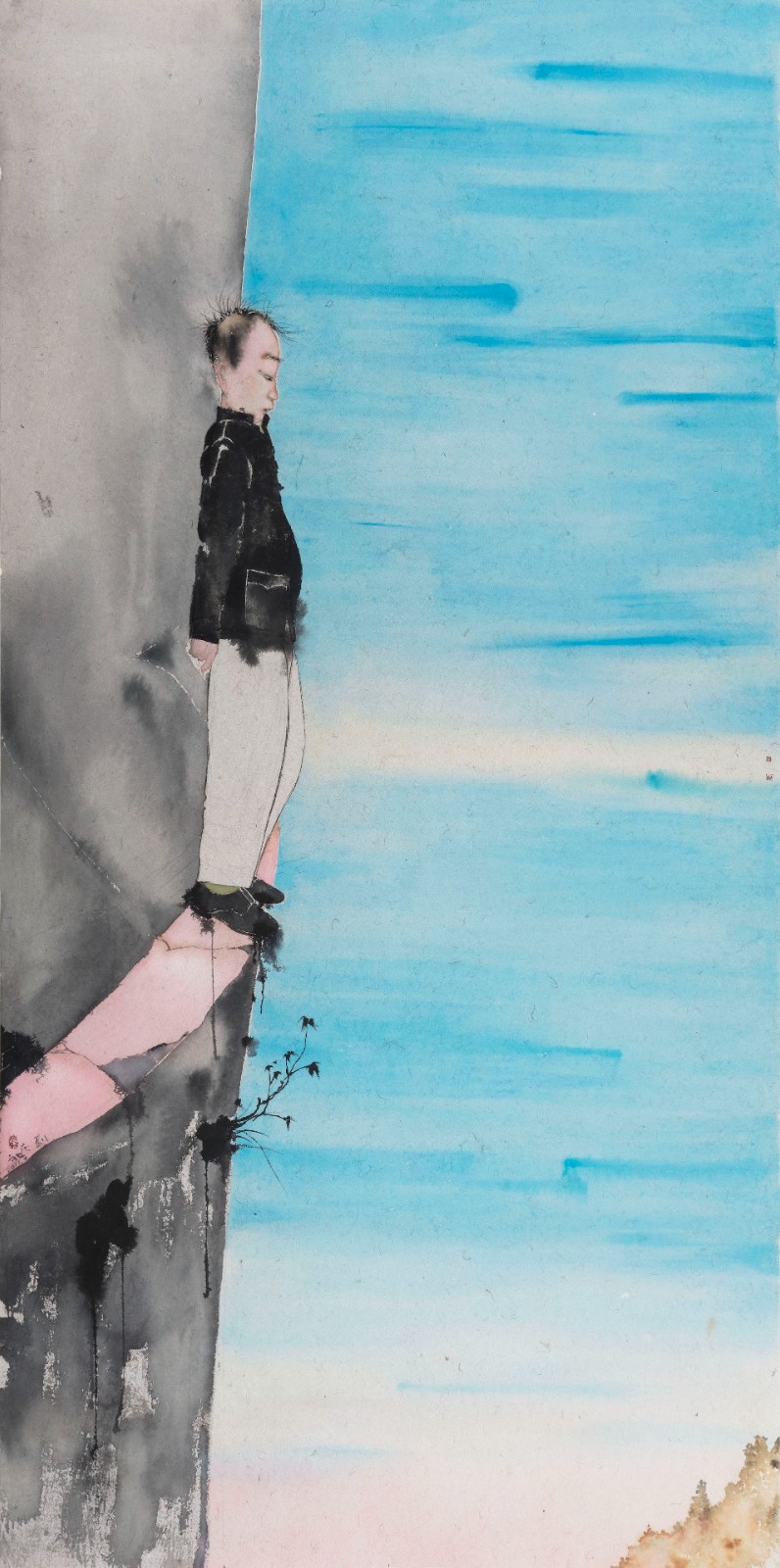 《灼日》，纸本水墨，300 × 150 cm，2017