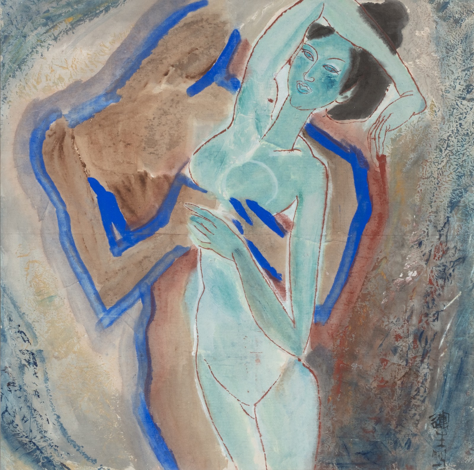 12 《爱恋》，纸本彩墨，101 × 101 cm，1980