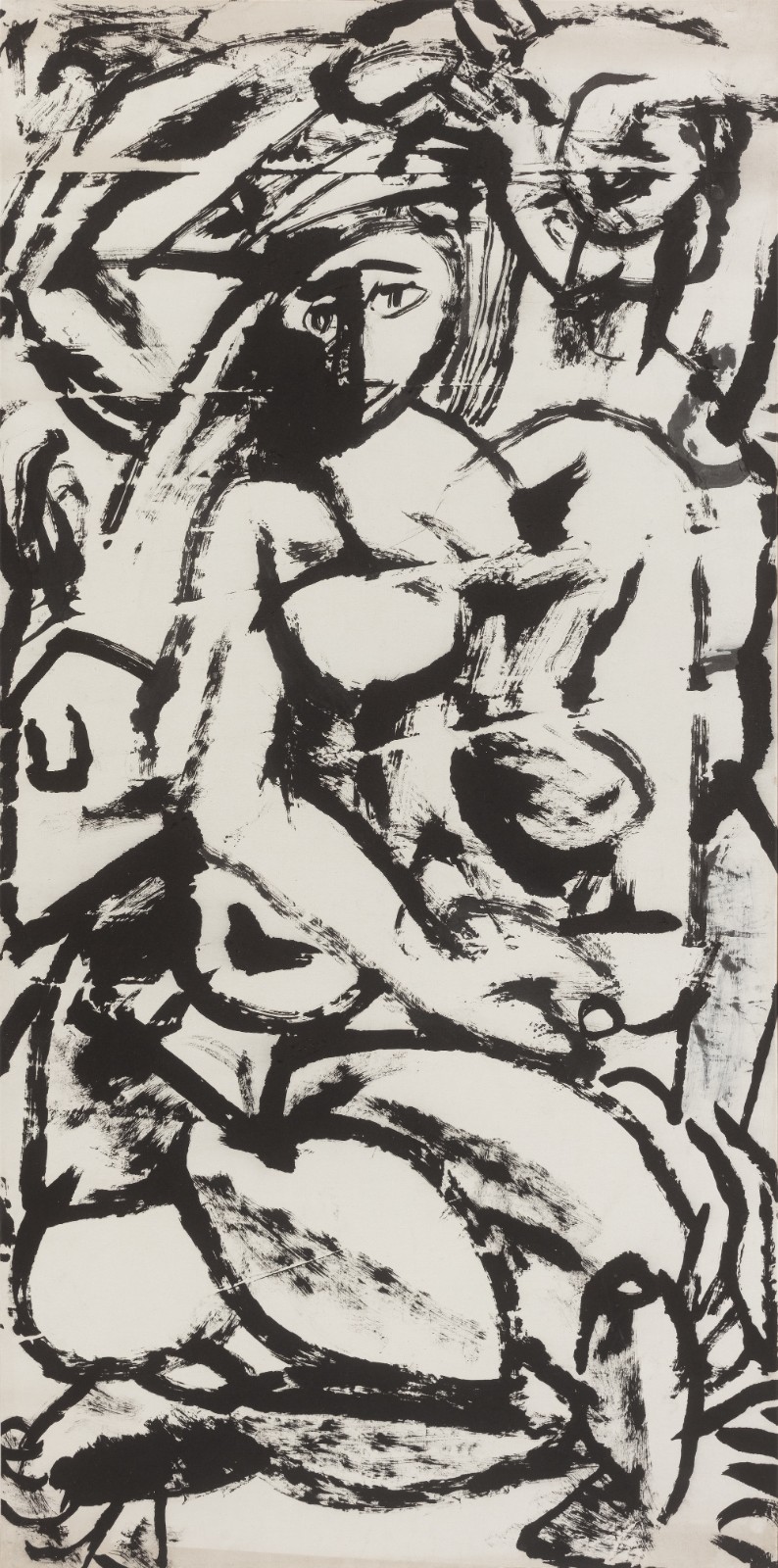 9 《少年》，纸本水墨，137 × 68 cm，1980s