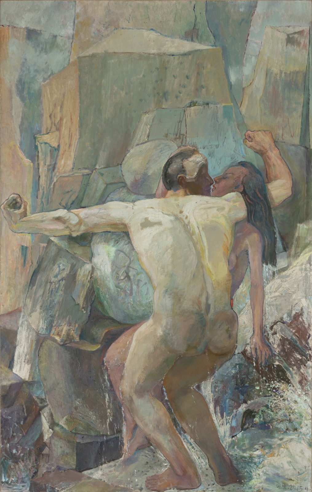 8 《怜爱》，布面油画，400 × 250 cm，2015