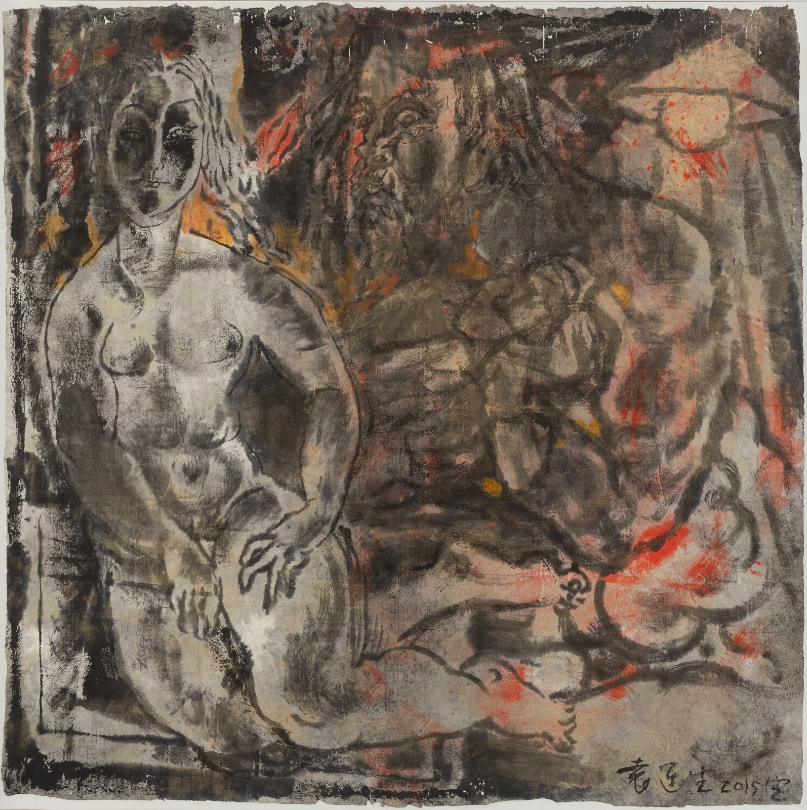 26 《爱慕》，纸本彩墨，107 × 106 cm，1991-2015