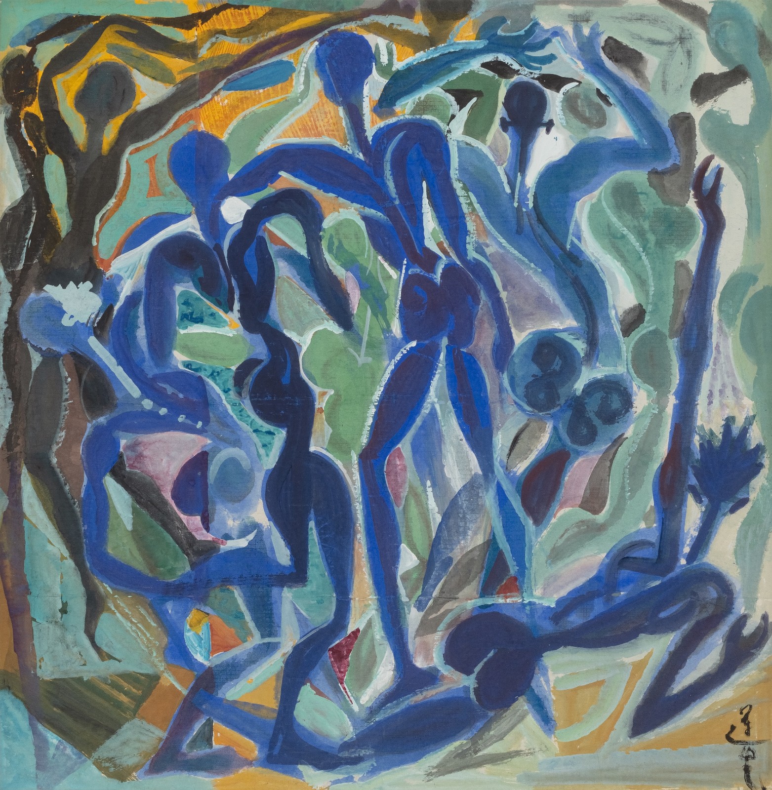 13 《生命之歌》，纸本彩墨，104 × 100 cm，1980