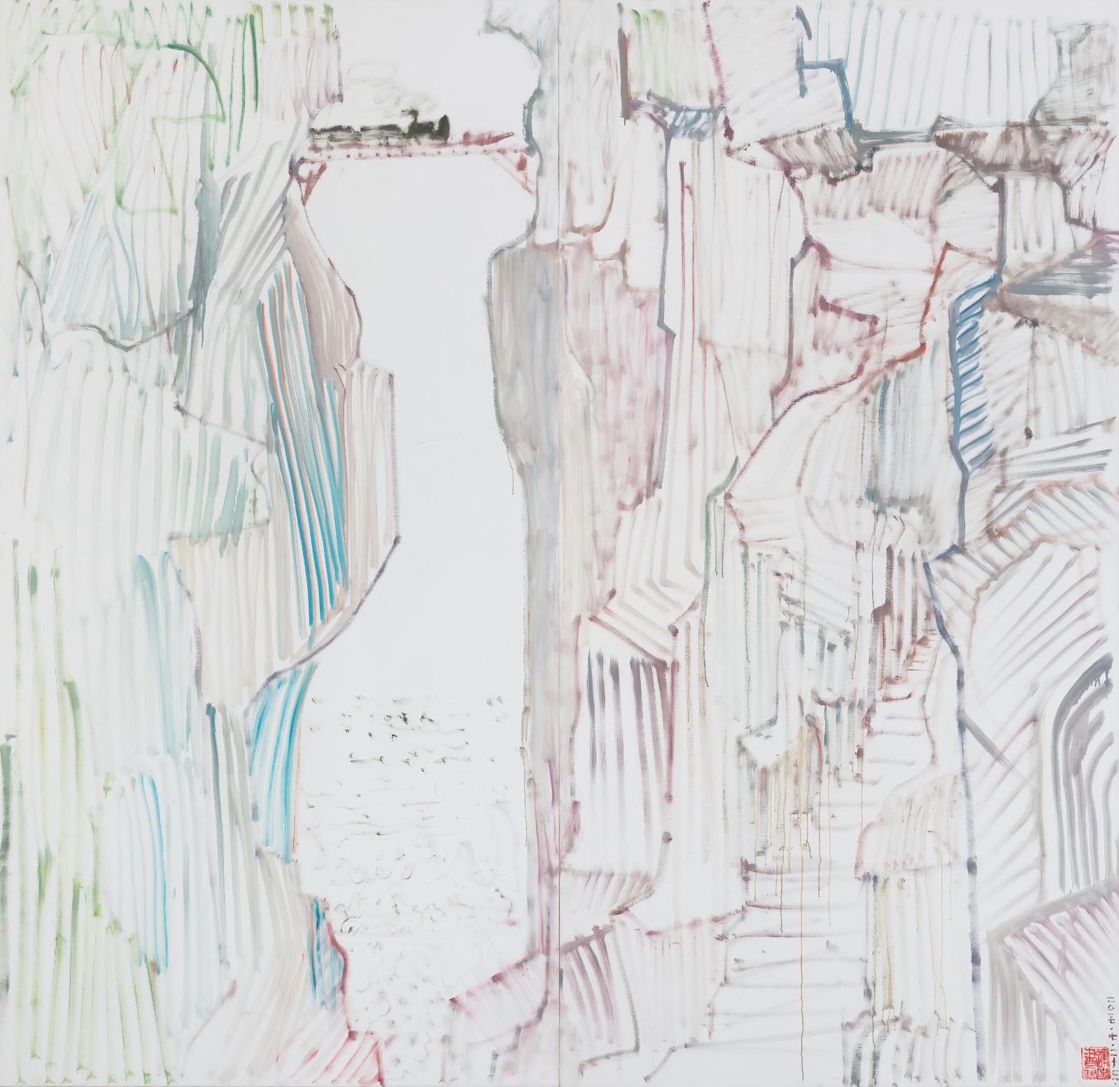 29 《小火车》，布面油画，300 × 300 cm（300 × 150 cm × 2），2017(1)